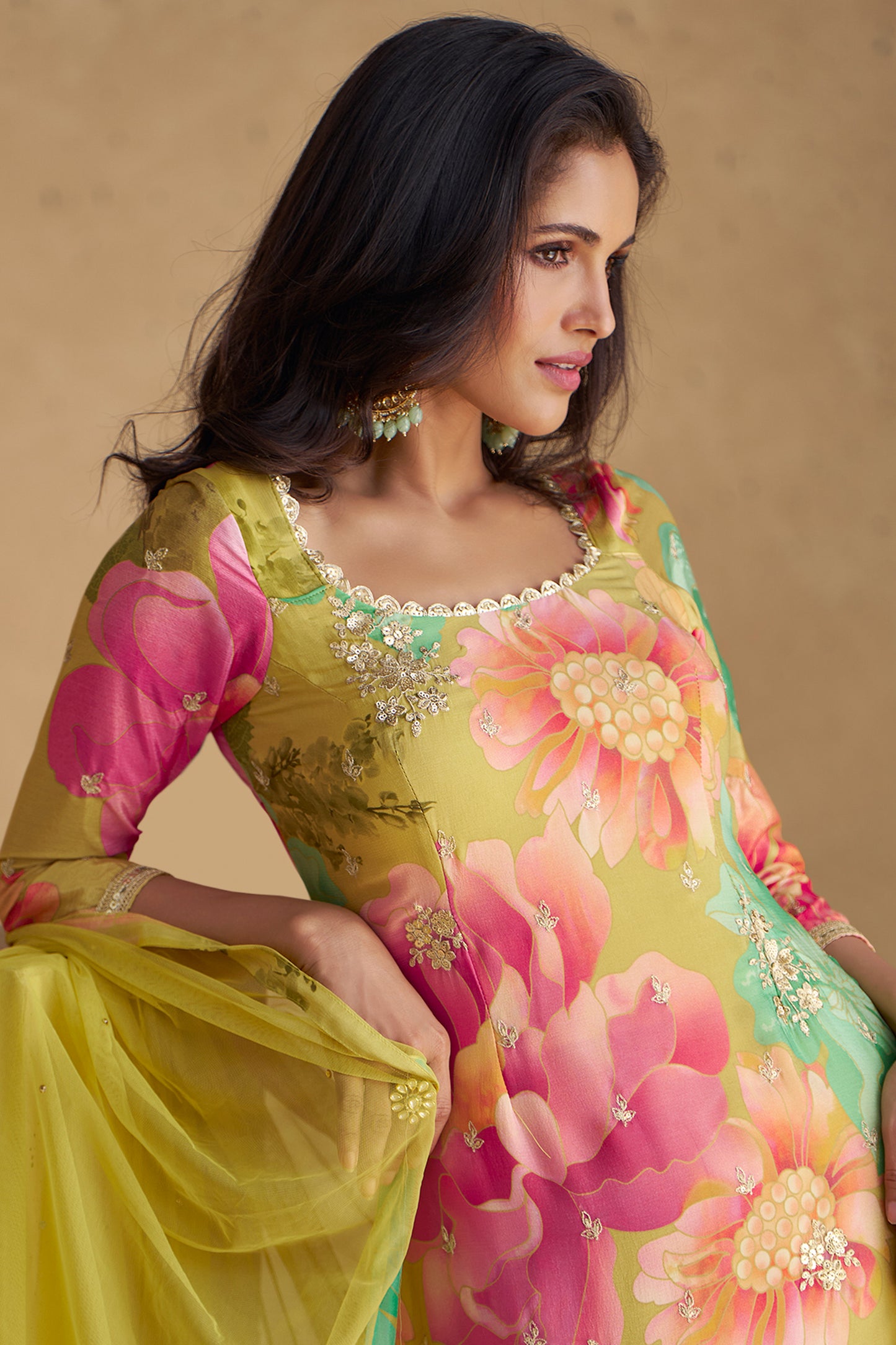 Bollywood Designer Real Chinon With Embroidery Work Heavy Salwar Suit