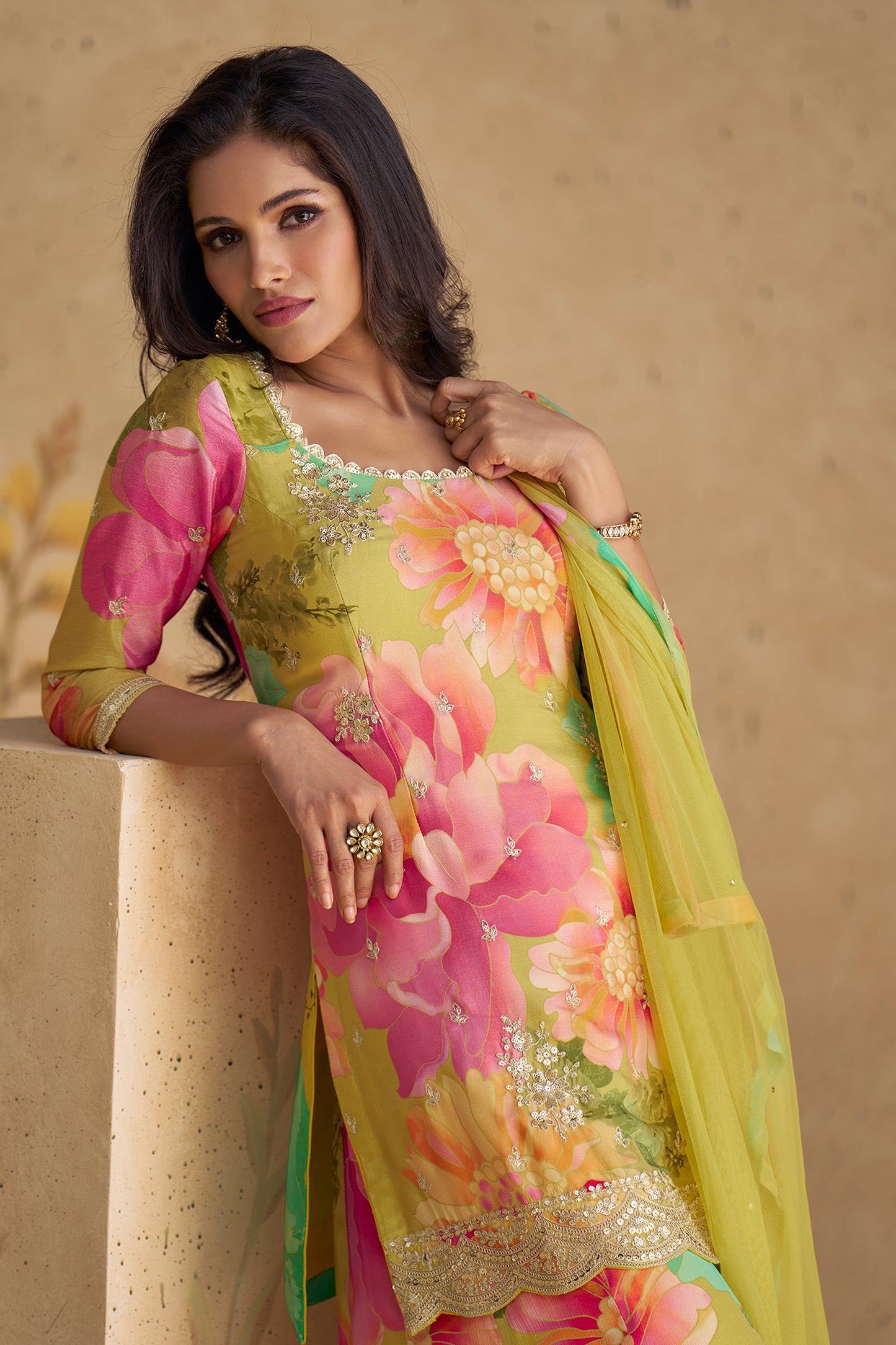 Bollywood Designer Real Chinon With Embroidery Work Heavy Salwar Suit