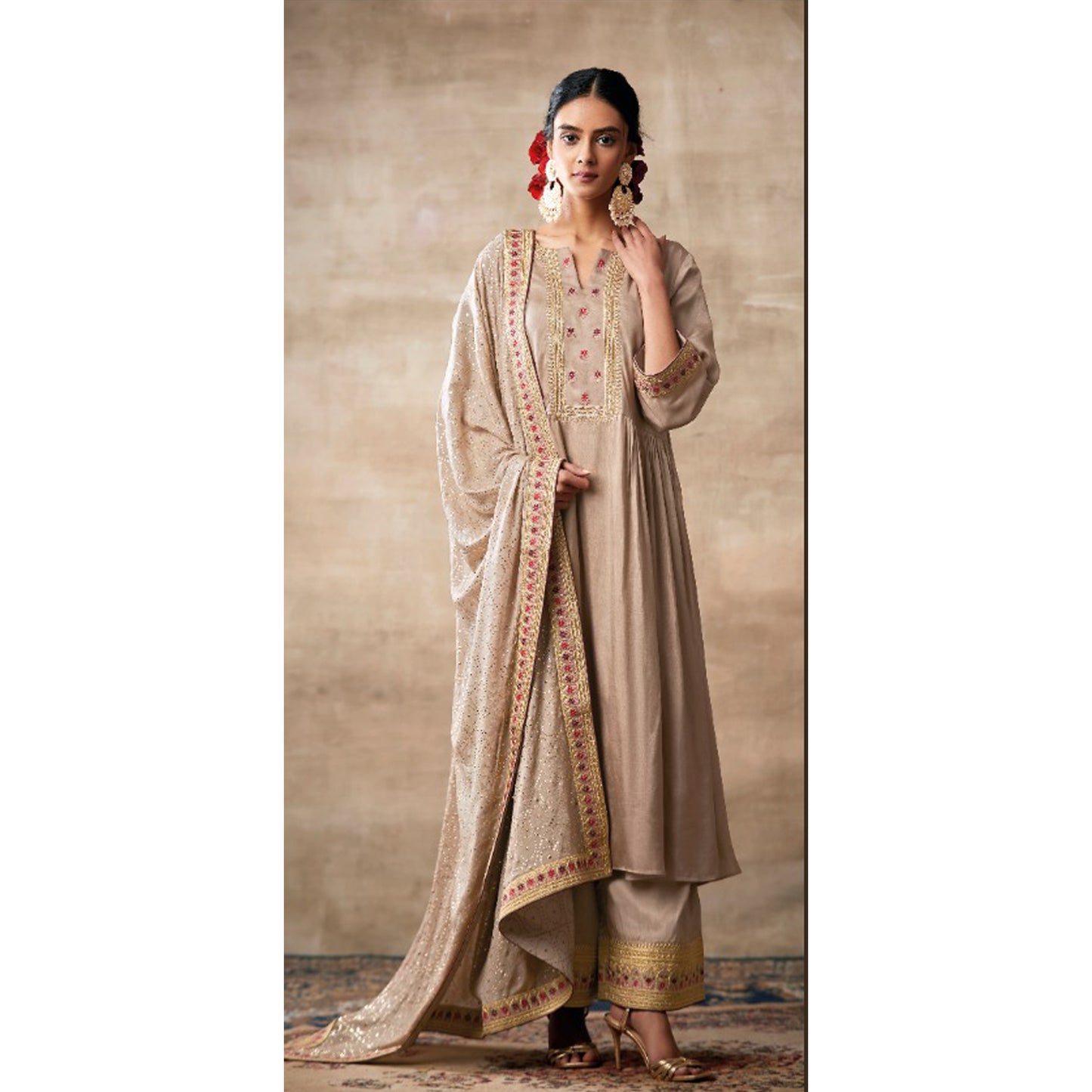 Indian Designer Stylish Embroidery Work Salwar Kameez Plazzo Suit