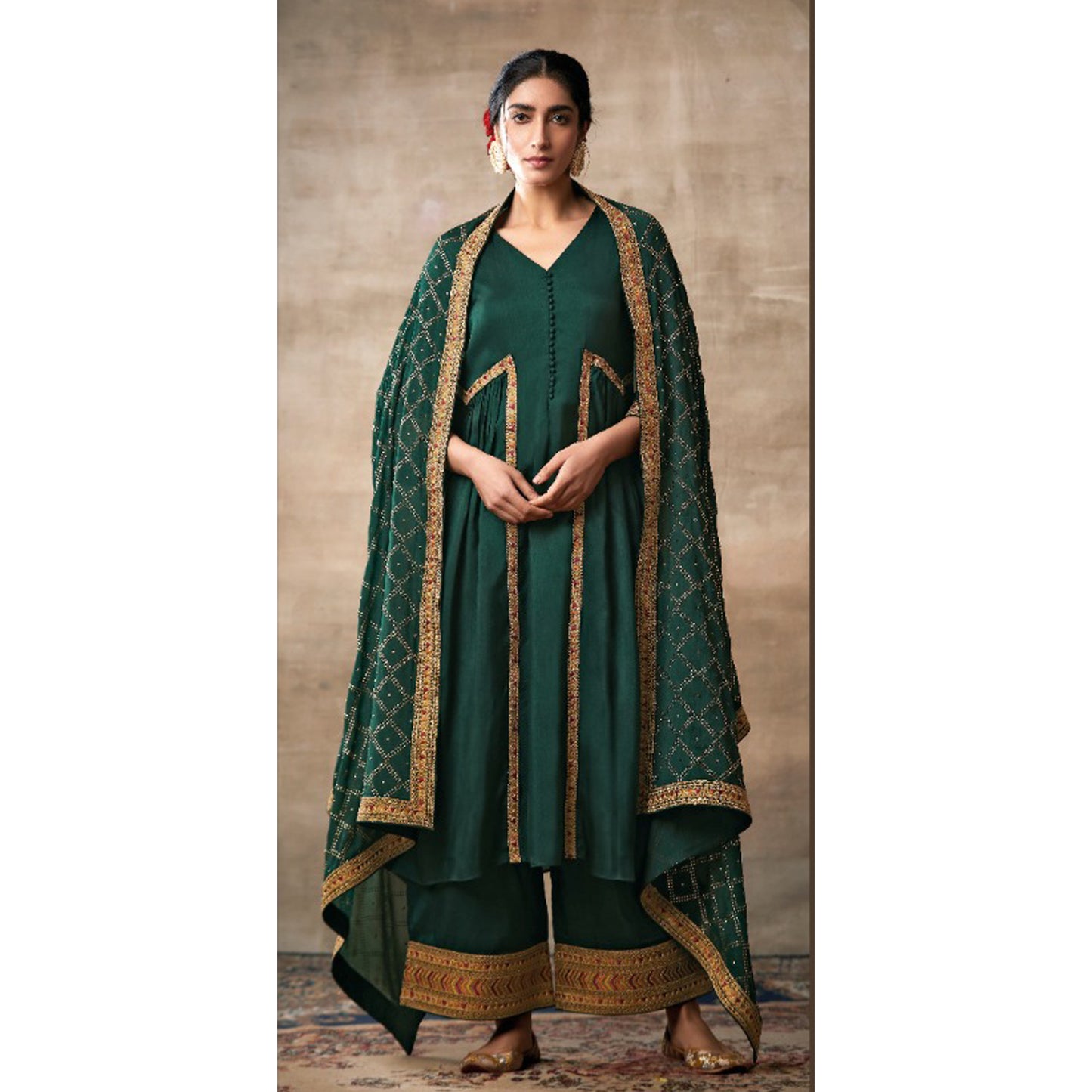 Indian Designer Stylish Embroidery Work Salwar Kameez Plazzo Suit
