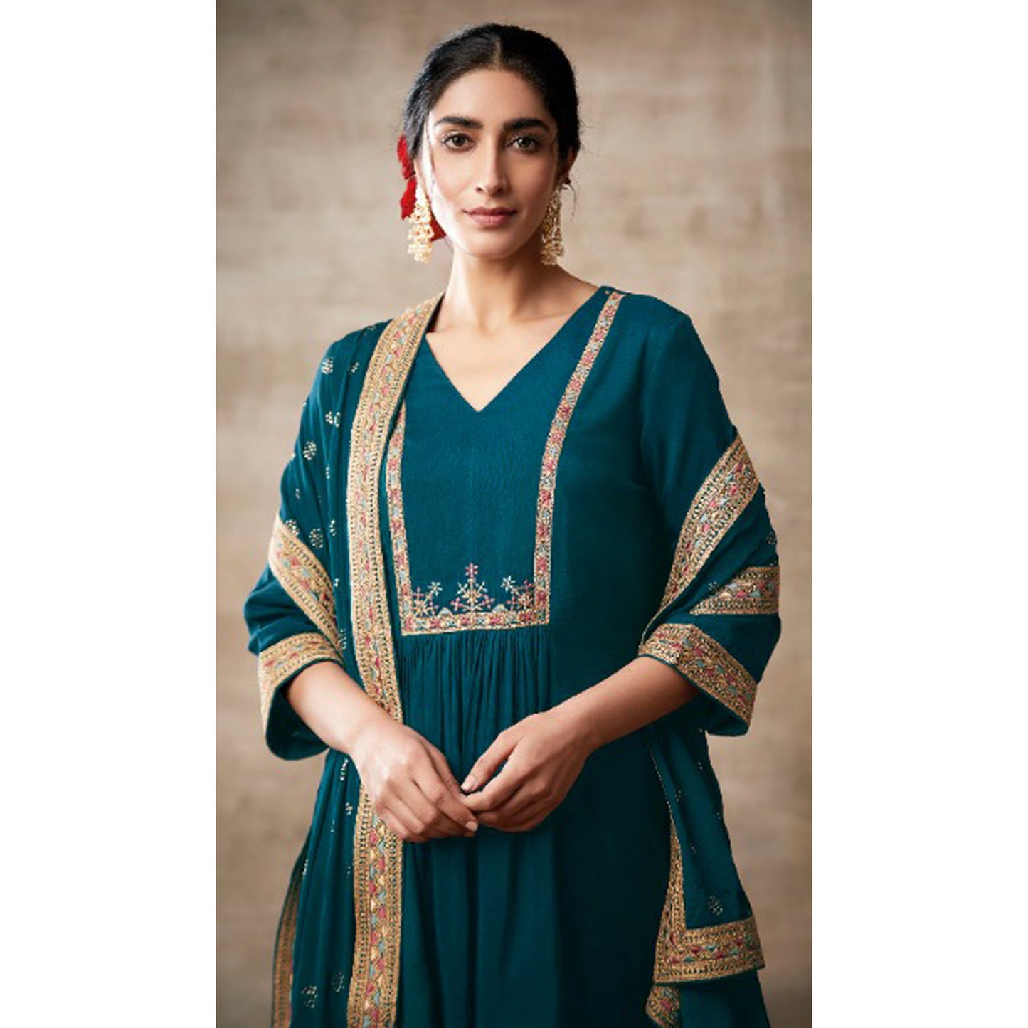 Indian Designer Stylish Embroidery Work Salwar Kameez Plazzo Suit