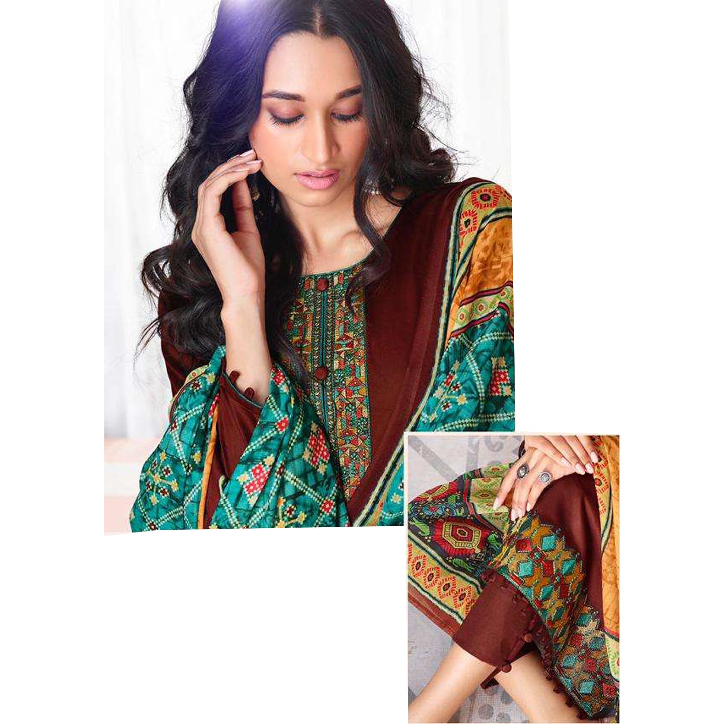 Indian Designer Embroidery Digital Print Work Salwar Kameez Pant Suits