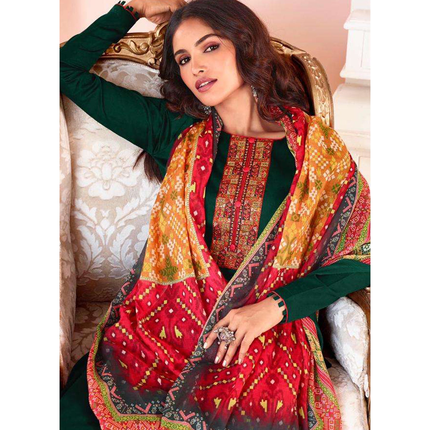 Indian Designer Embroidery Digital Print Work Salwar Kameez Pant Suits