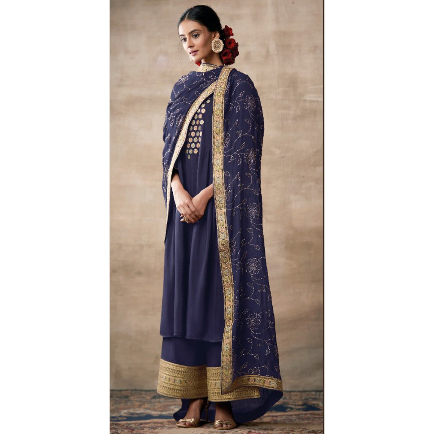Indian Designer Stylish Embroidery Work Salwar Kameez Plazzo Suit