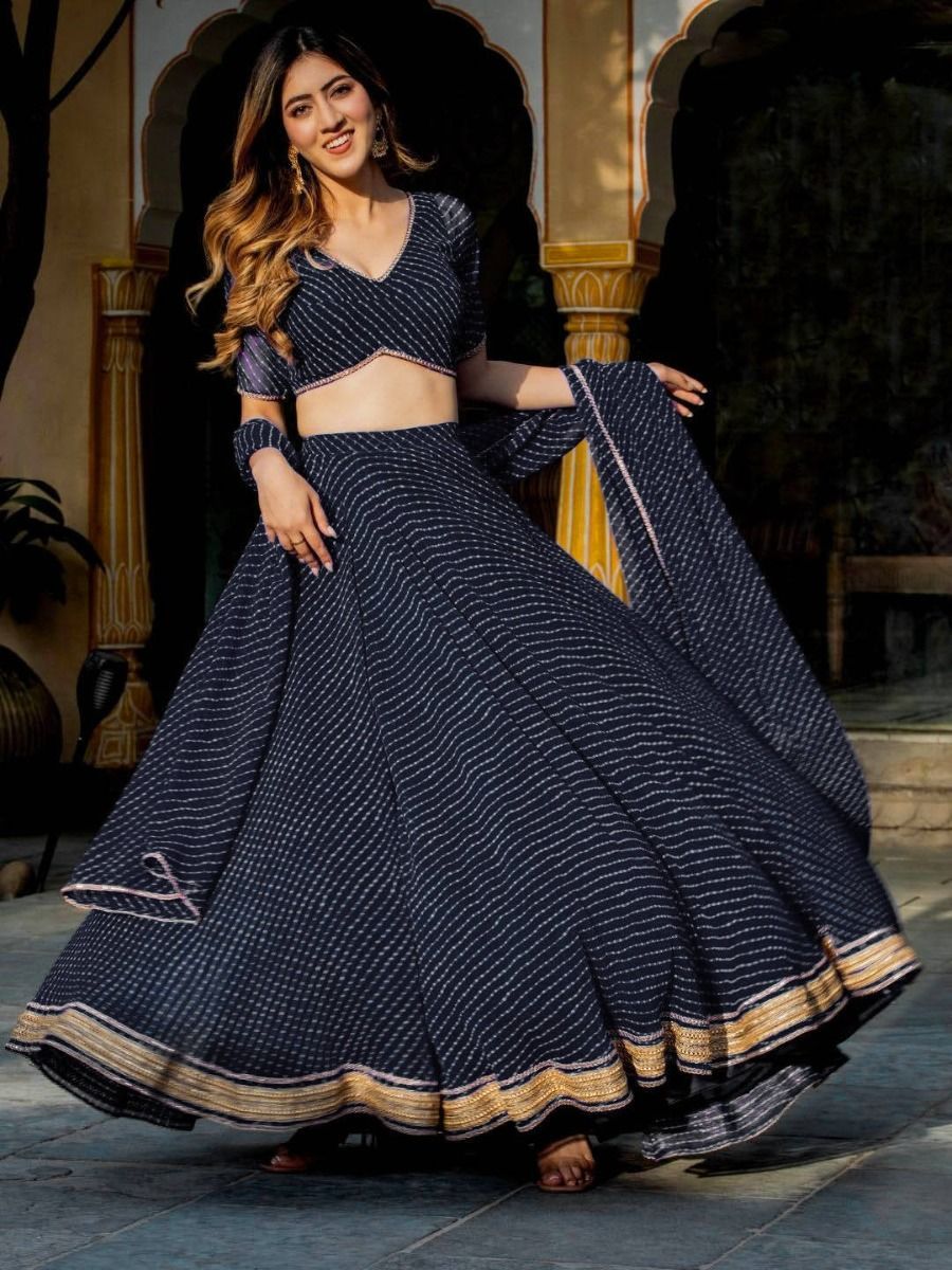Indian Wedding Wear Black Color Georgette Fabric Lehenga Choli