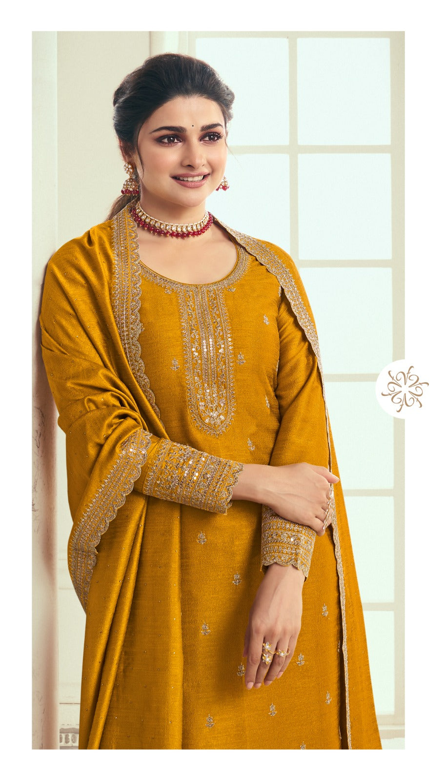 Georgette Fabric Yellow Color Salwar Kameez Dress Ready to Wear Indian Designer Plazzo Suits