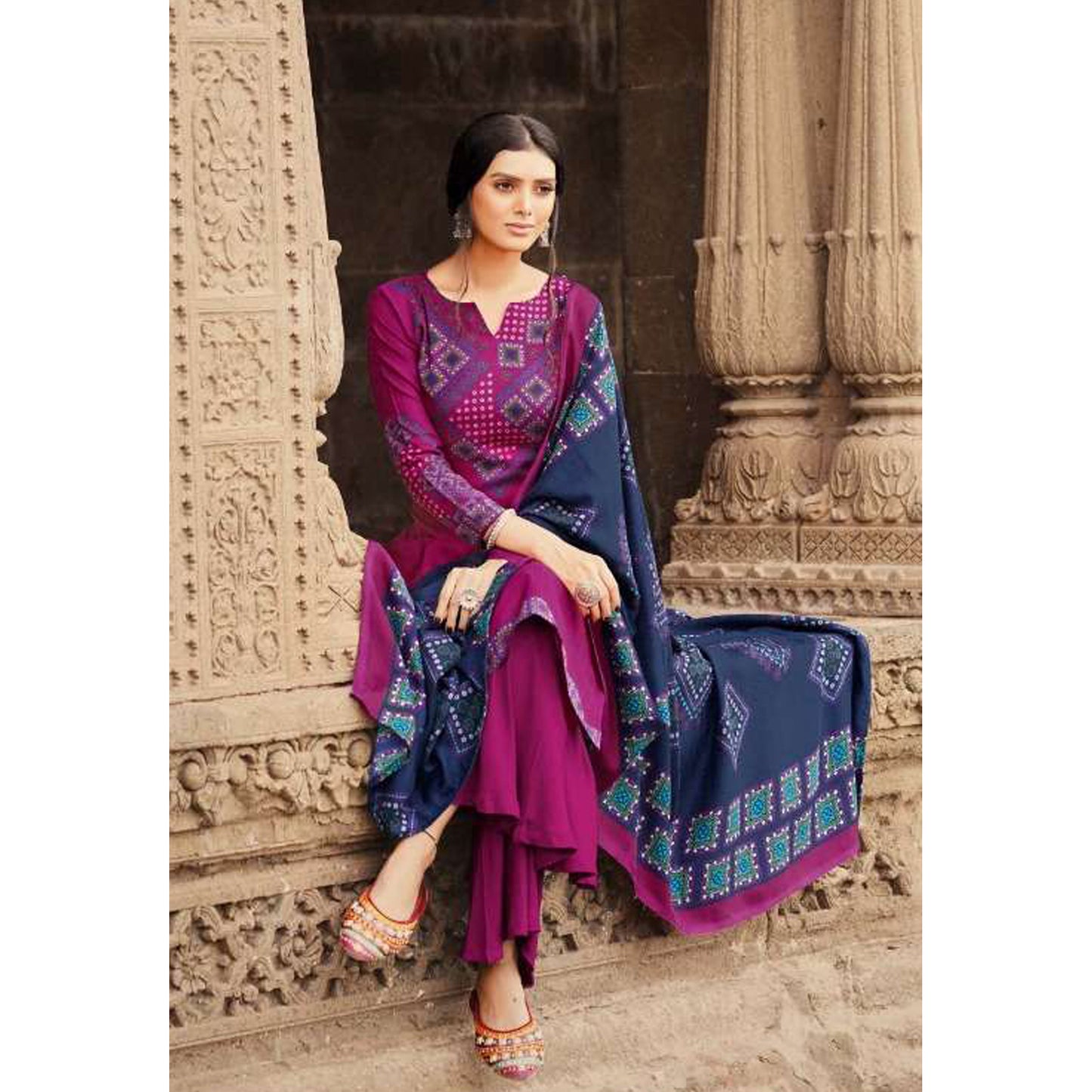 Pakistani Printed Cotton Style Salwar Plazzo Dree