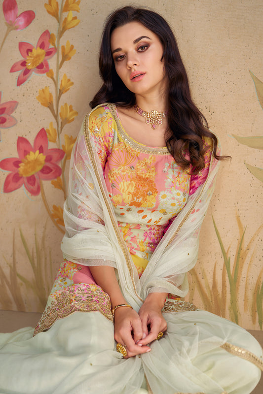 Exclusive Designer Real Chinon & Heavy Embroidery Work Salwar Suit Plazzo