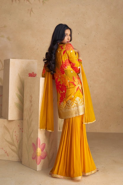 Mustard Yellow Real Chinon Fabric Festival Wear Salwar Kameez Plazzo Suit