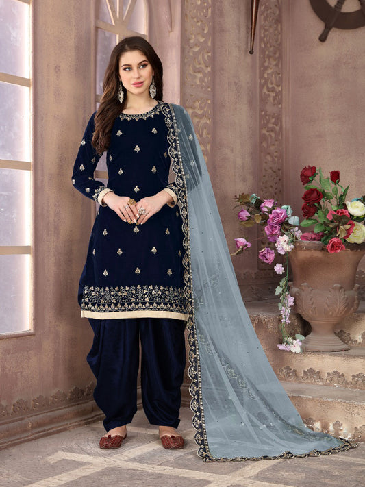 New Indian Style Wedding Velvet Patiyala suit