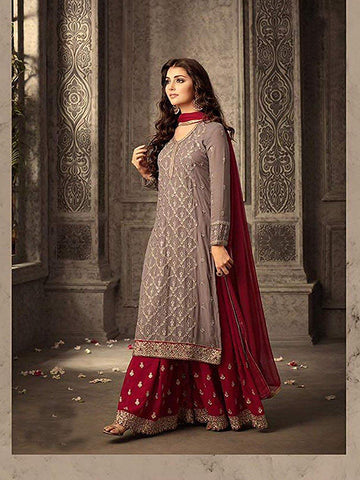 Festival Designer Santoon Fabric With Georgette Work Salwar Kameez Plazzo Suit