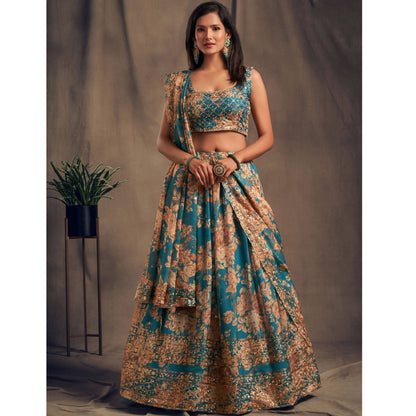 Teal Blue Color Indian Wedding Reception Party Wear Lehenga Choli