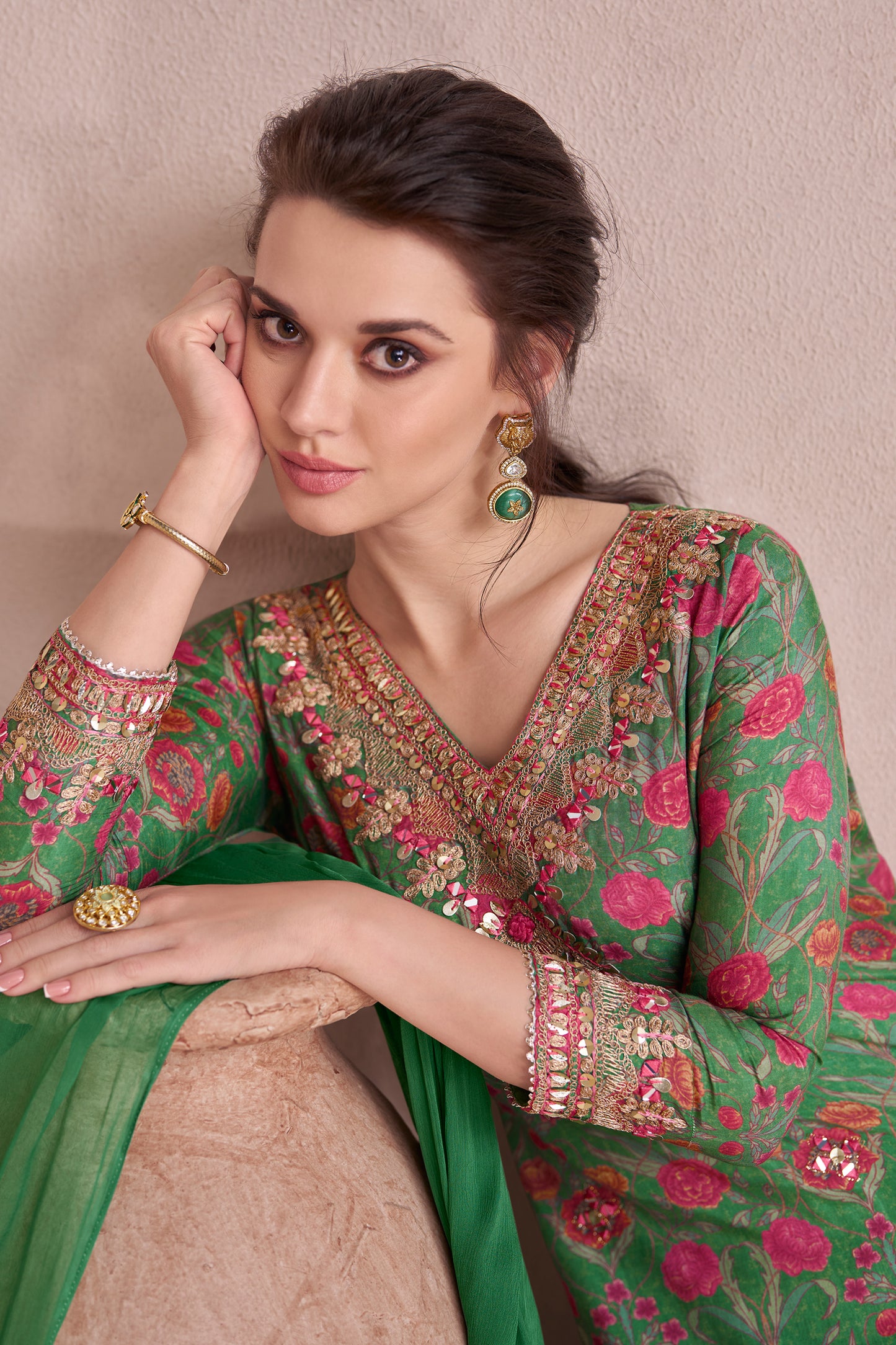 Attractive Designer Hand Embroidery Work  Salwar Kameez Suits