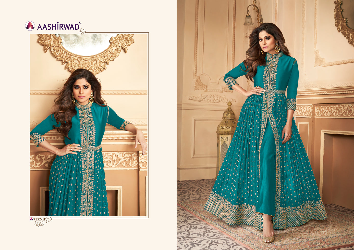 Turquoise Blue Color Eid Ramadan Festival Wear Stylish Anarkali Gown