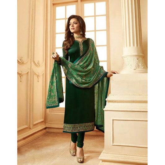 Georgette Fabric Wear Mehendi Salwar Kameez Churidar With Heavy Worked Dupatta