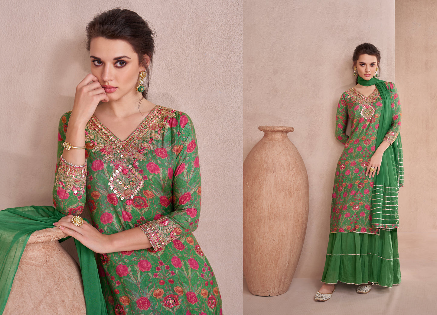 Attractive Designer Hand Embroidery Work  Salwar Kameez Suits