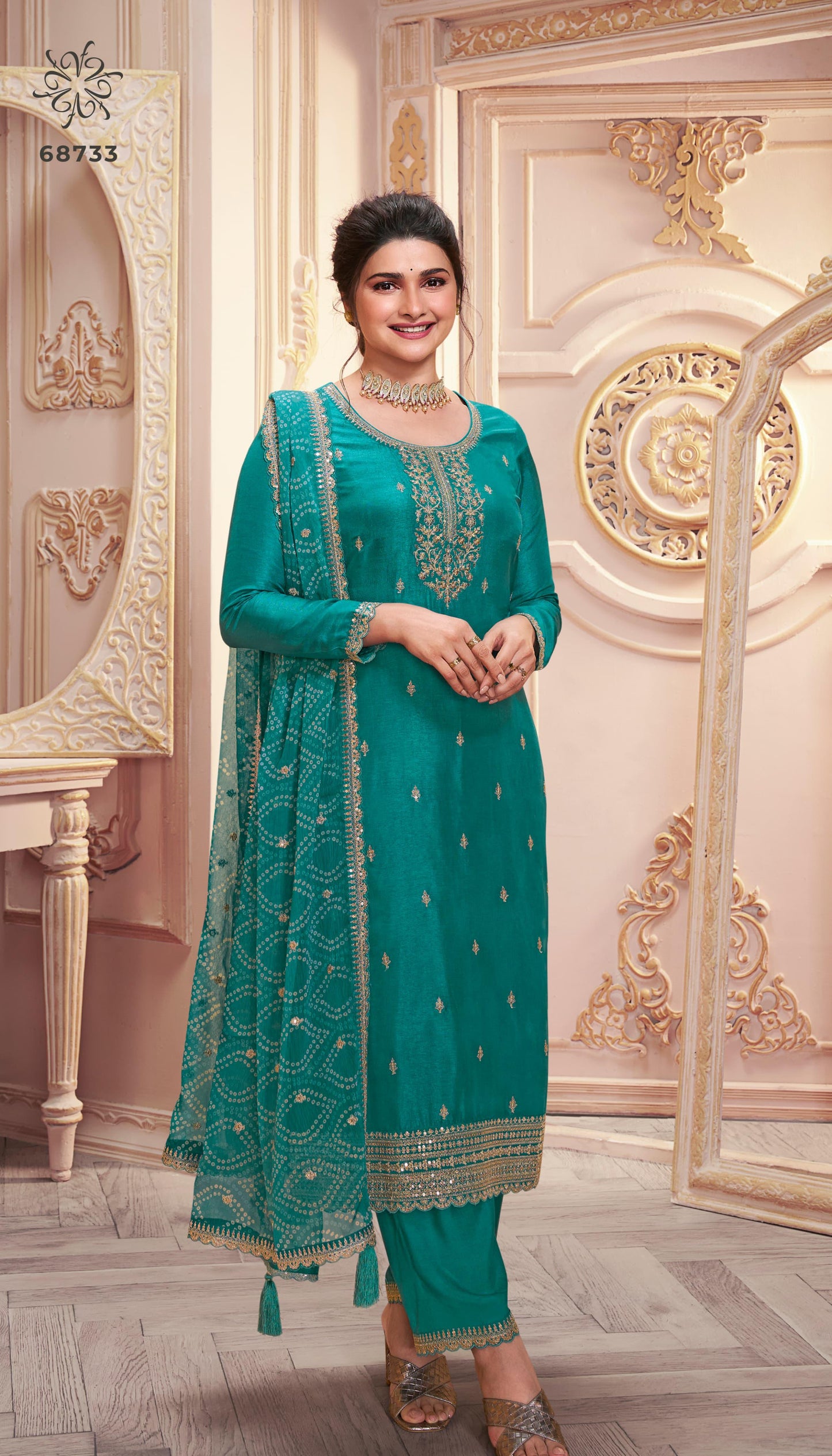 Heavy Embroidery Work Salwar kameez Pant Suits With Chinon Dupatta