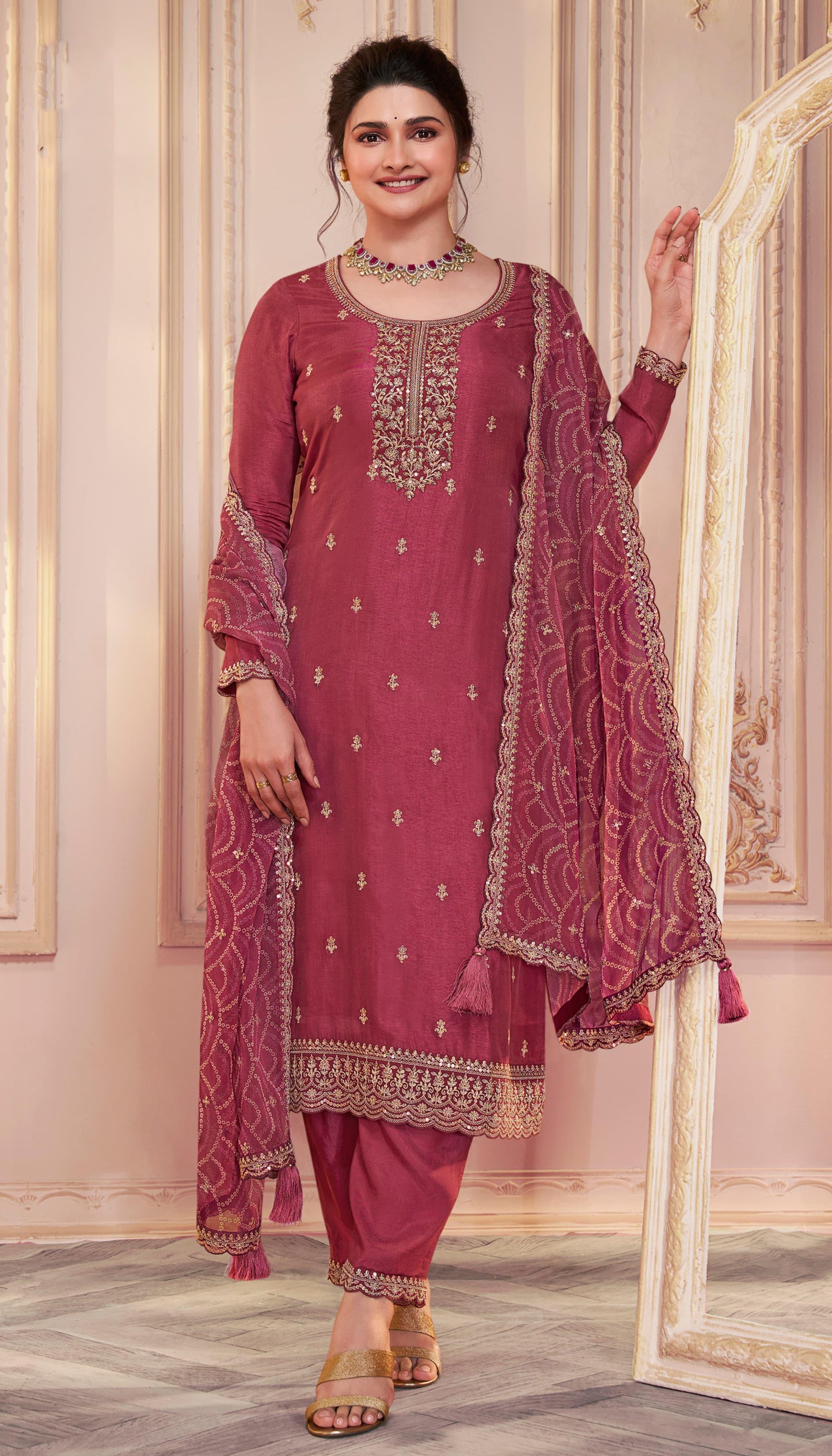 Indian Pakistani Designer Embroidery Work Salwar Kameez Pant Suits