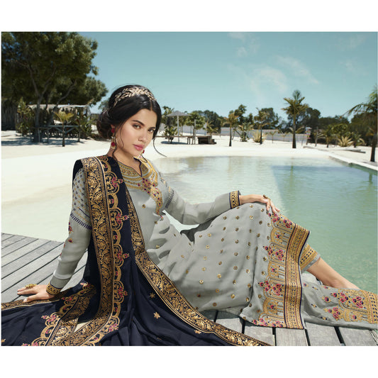 Beautiful Georgette Fabric Wear Stylish Salwar Kameez Pant Suits