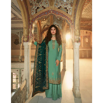 indian Function Wear Salwar Kameez Palazzo Suits With Bridal Georgette Dupatta