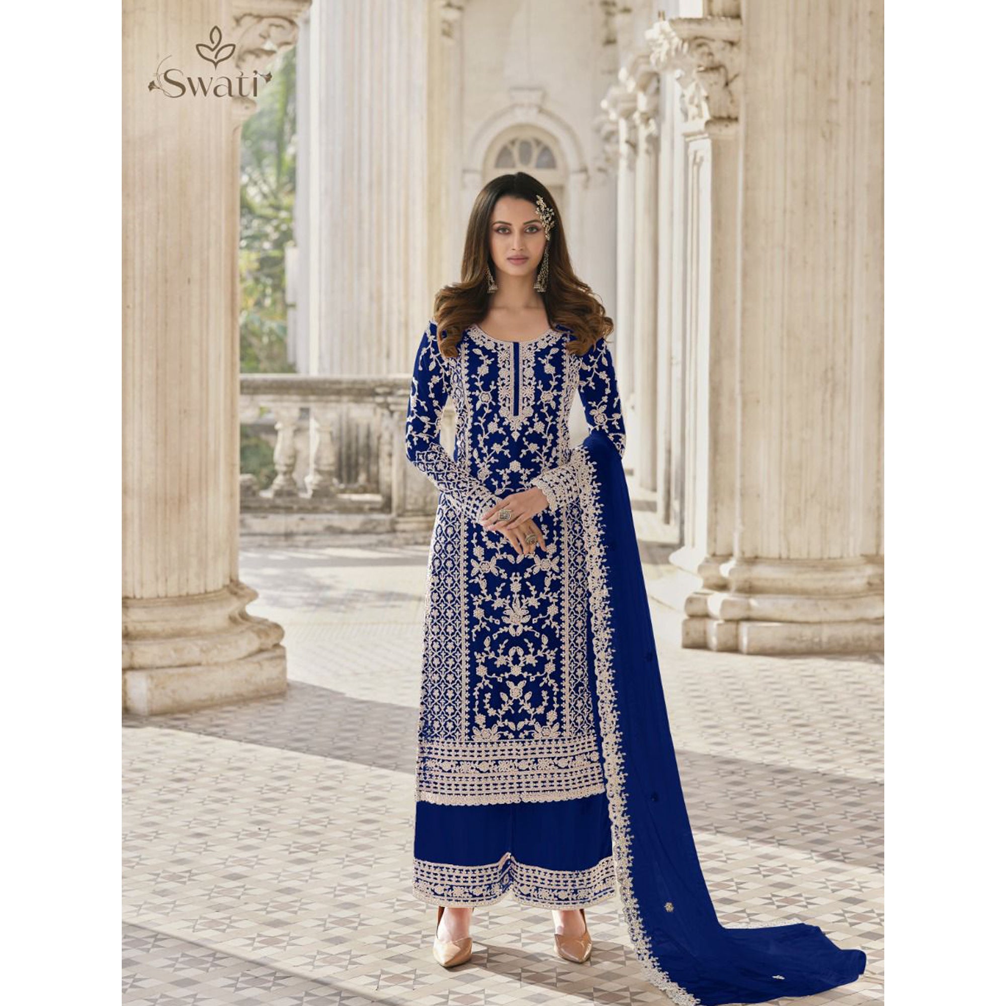 Full Embroidery Worked Roka Nikah Wear Stitched Salwar Kameez Plazzo Suits