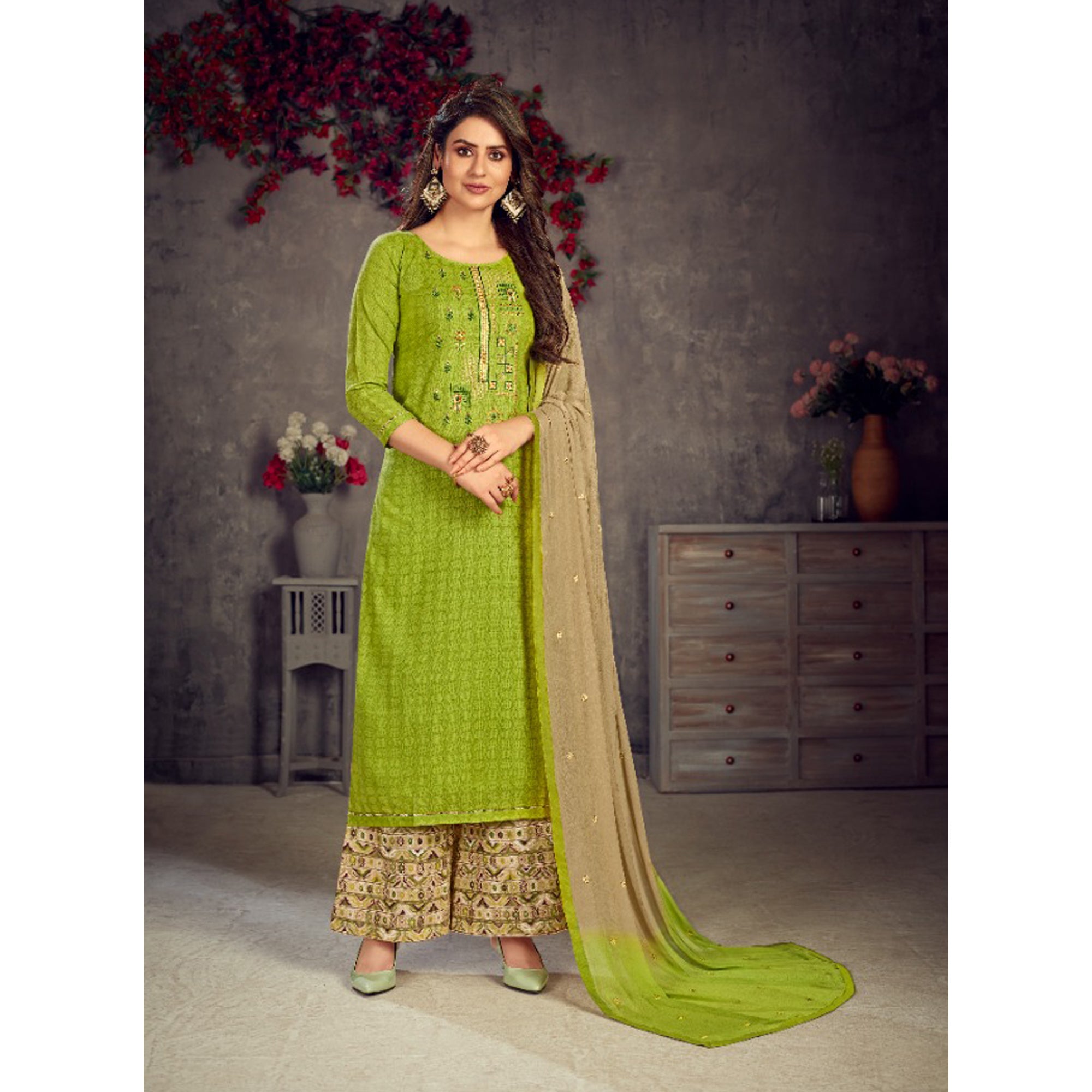 Gorgeous Designer Cotton Salwar Kameez Palazzo Suits