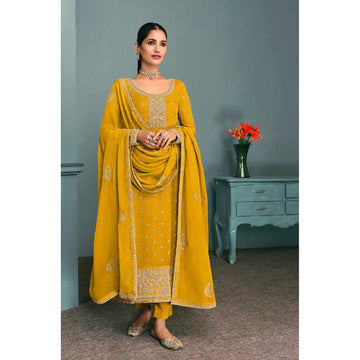 Haldi Function Wear Yellow Color  Stylish Salwar Kameez Salwar Kameez Pant Suits