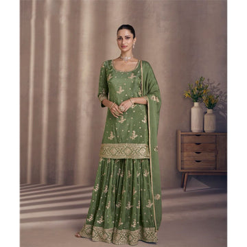 Embroidery Worked Wedding Special Green Sharara