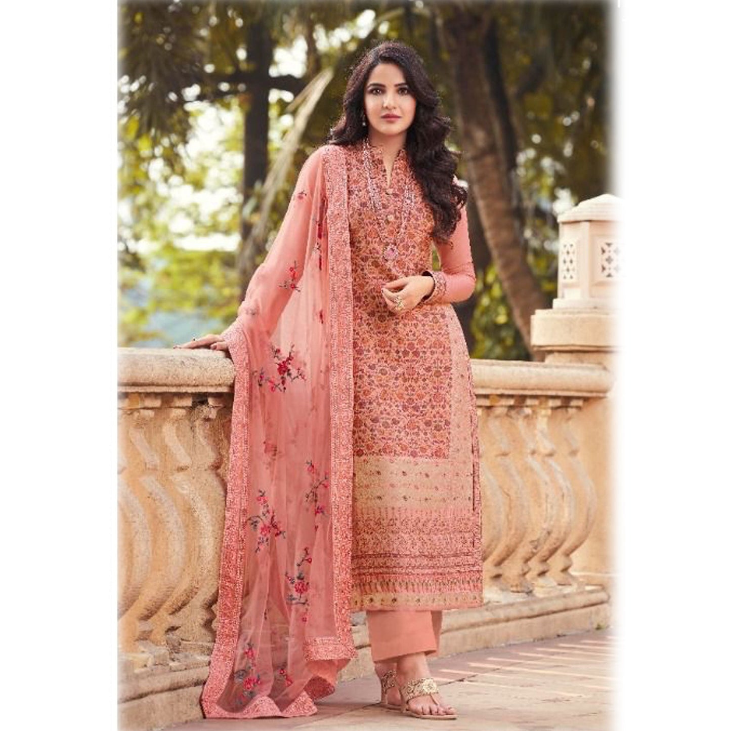 Attractive Designer Heavy Embroidery Work Salwar Kameez Pant Suit with Santoon Dupatta