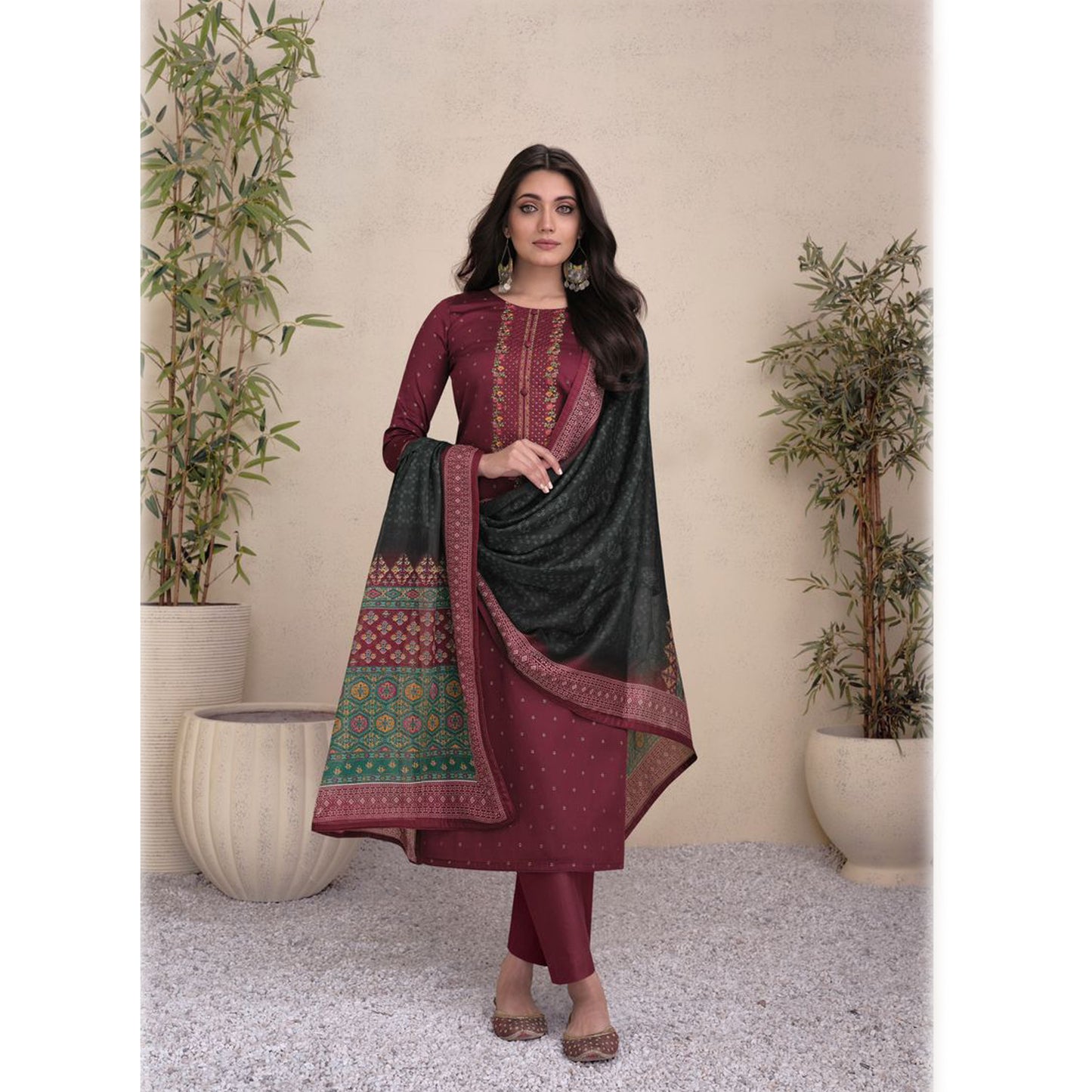 Pure Cotton Lawn Fabric Causal Wear Salwar Kameez Pant Suit