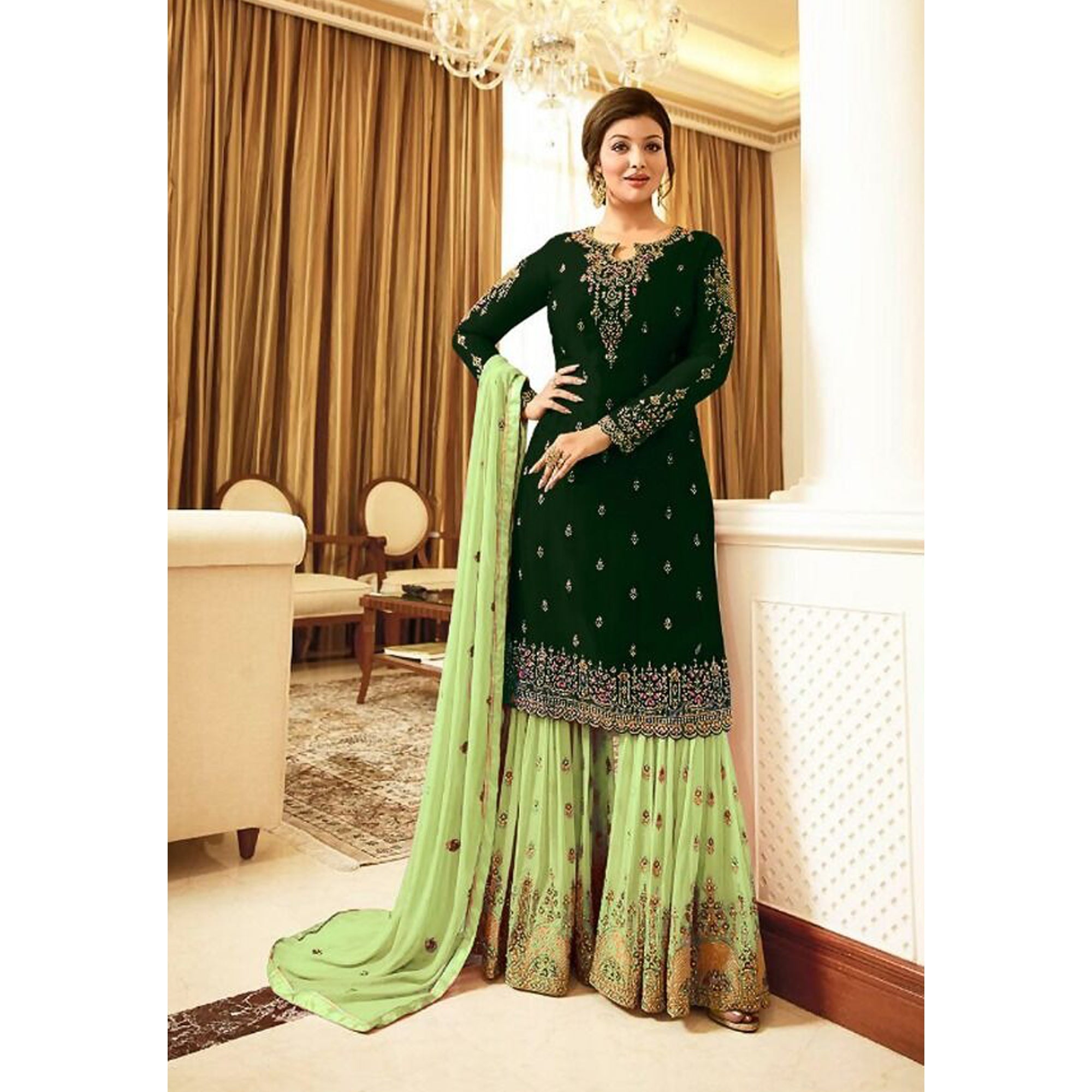 Indian Wedding Wear Embroidery Work Salwar kameez Sharara Palazzo Suits