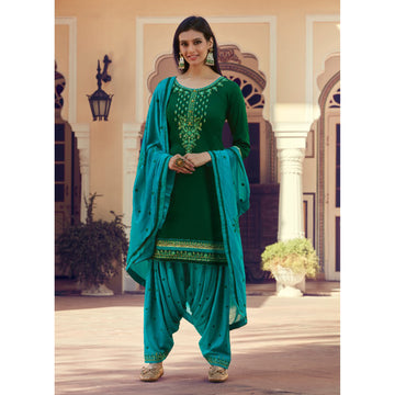 Heavy Punjabi Patiyala Suits With Embroidery Work With Chinon Dupatta