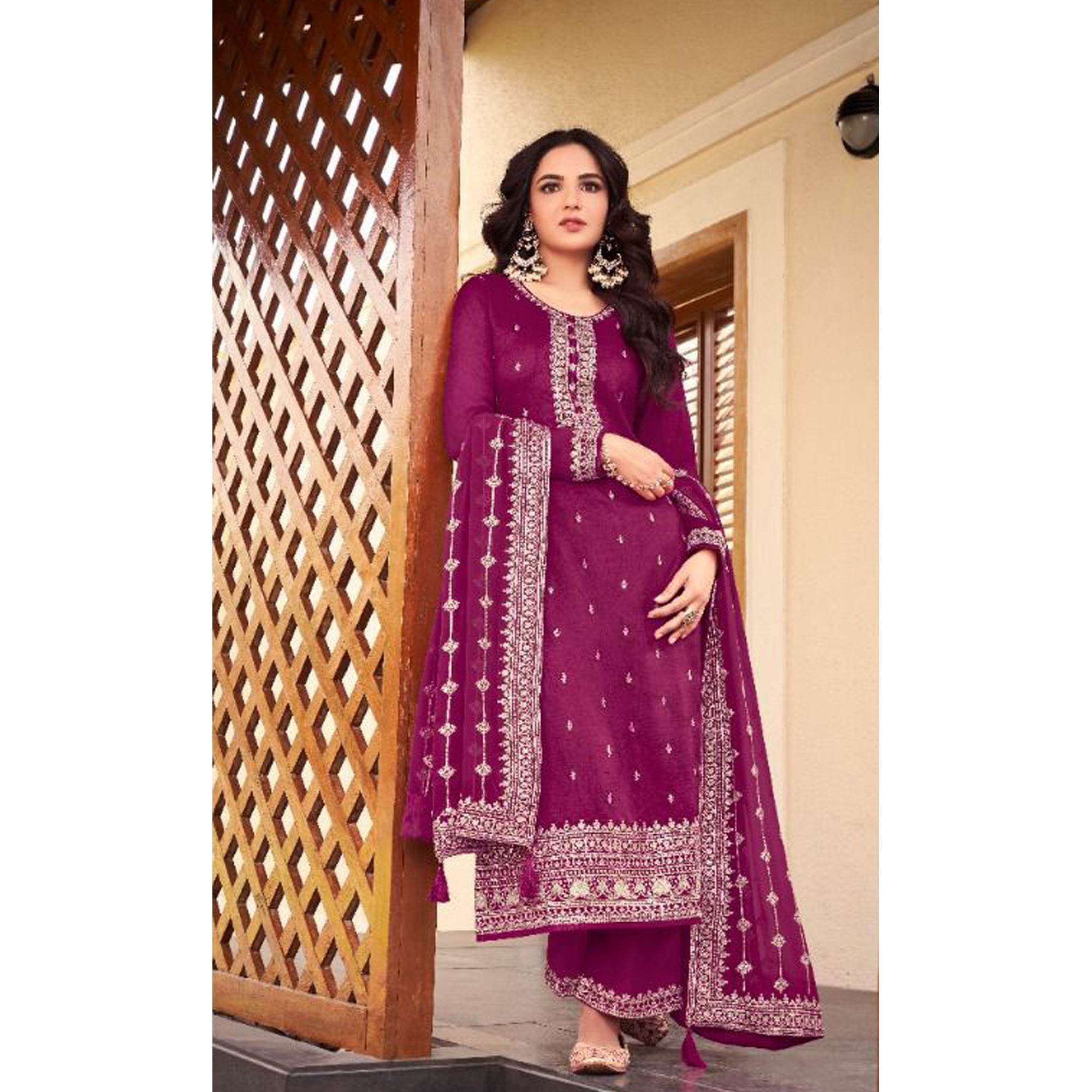 Rakshabandhan Wear Salwar Kameez Palazzo Suits With Heavy Dupatta