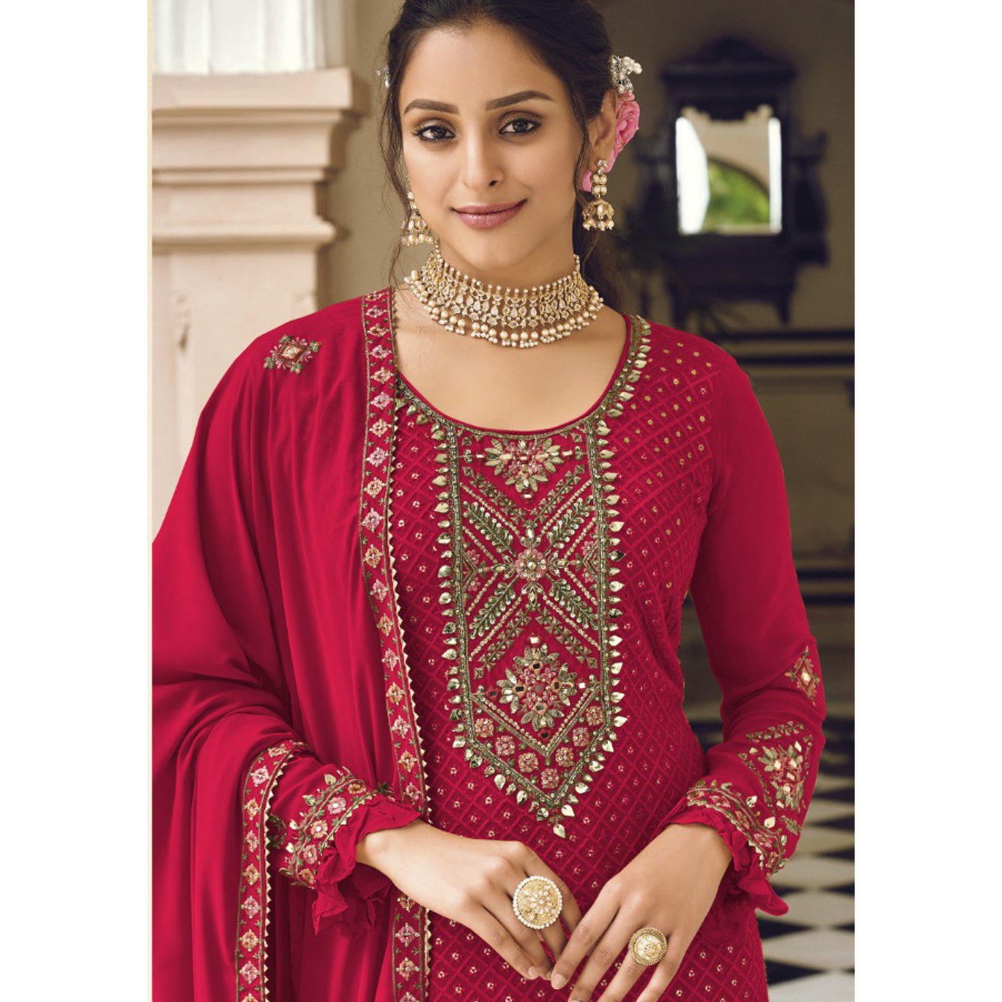 Indian-Pakistani Style Embroidery Worked Salwar Kameez