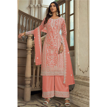 Heavy Butterfly Net Work Salwar Kameez Palazzo Suit's With Embroidery Work