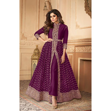 Heavy Embroidery Work Party Wear Anarkali Gown Suits