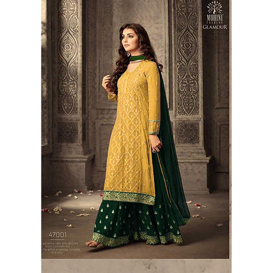 Faux Georgette Fabric Special Rakhi Wear Salwar Kameez Sharara Suits