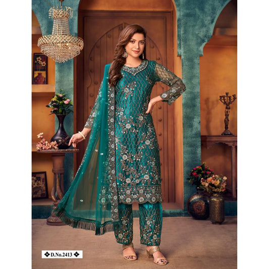 Indian Designer Heavy Net With Heavy Work Trouser Pant Suits