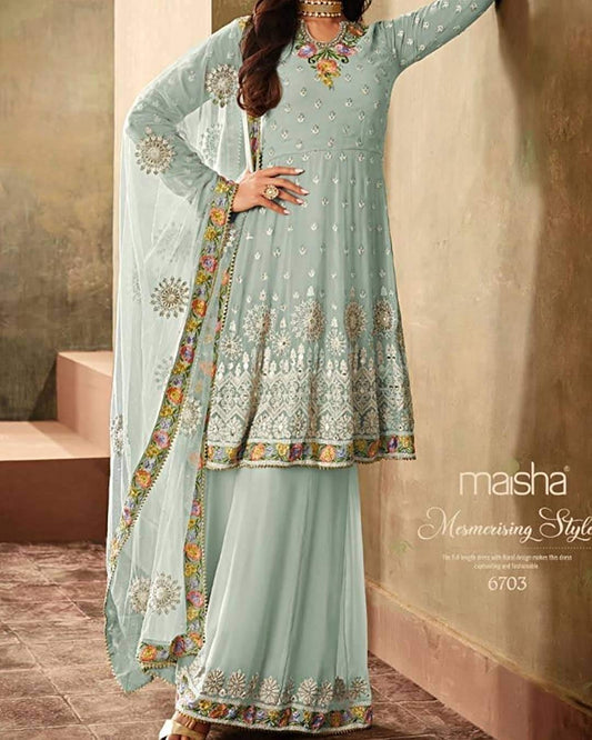 Stylish New Wedding Function Wear Salwar Kameez Sharara Plazzo Dress