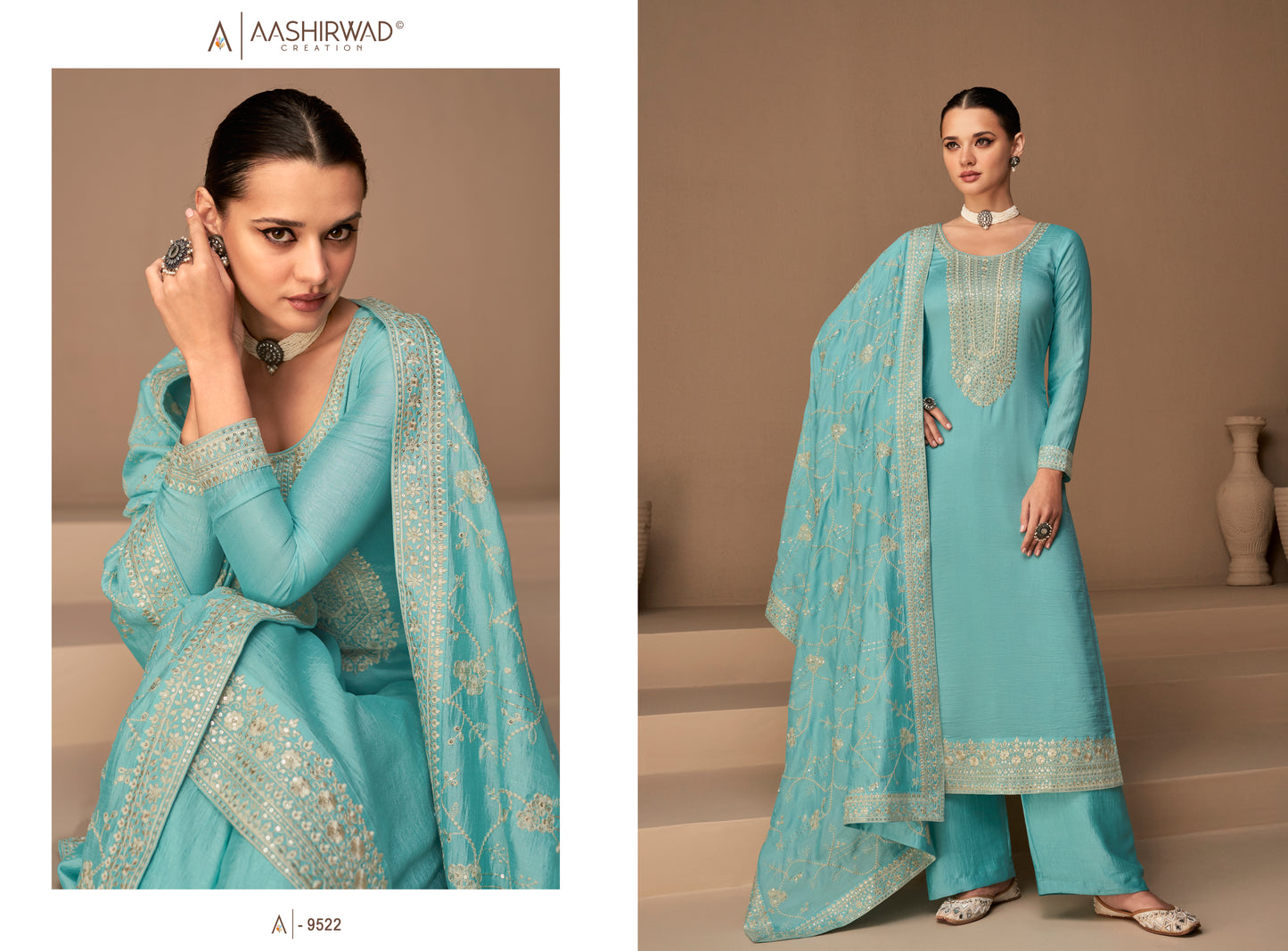 Attractive Designer Premium Silk With Embroidery Work Salwar Kameez Plazzo Suit