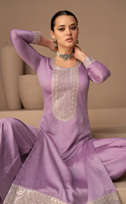 Pakistani Beautiful Designer Premium Silk Salwar Kameez Plazzo Suit