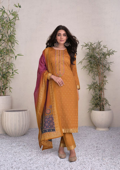 Pakistani Style Pure Satin Cotton Fabric Shalwar Kameez Pant Suit With Lawn Dupatta