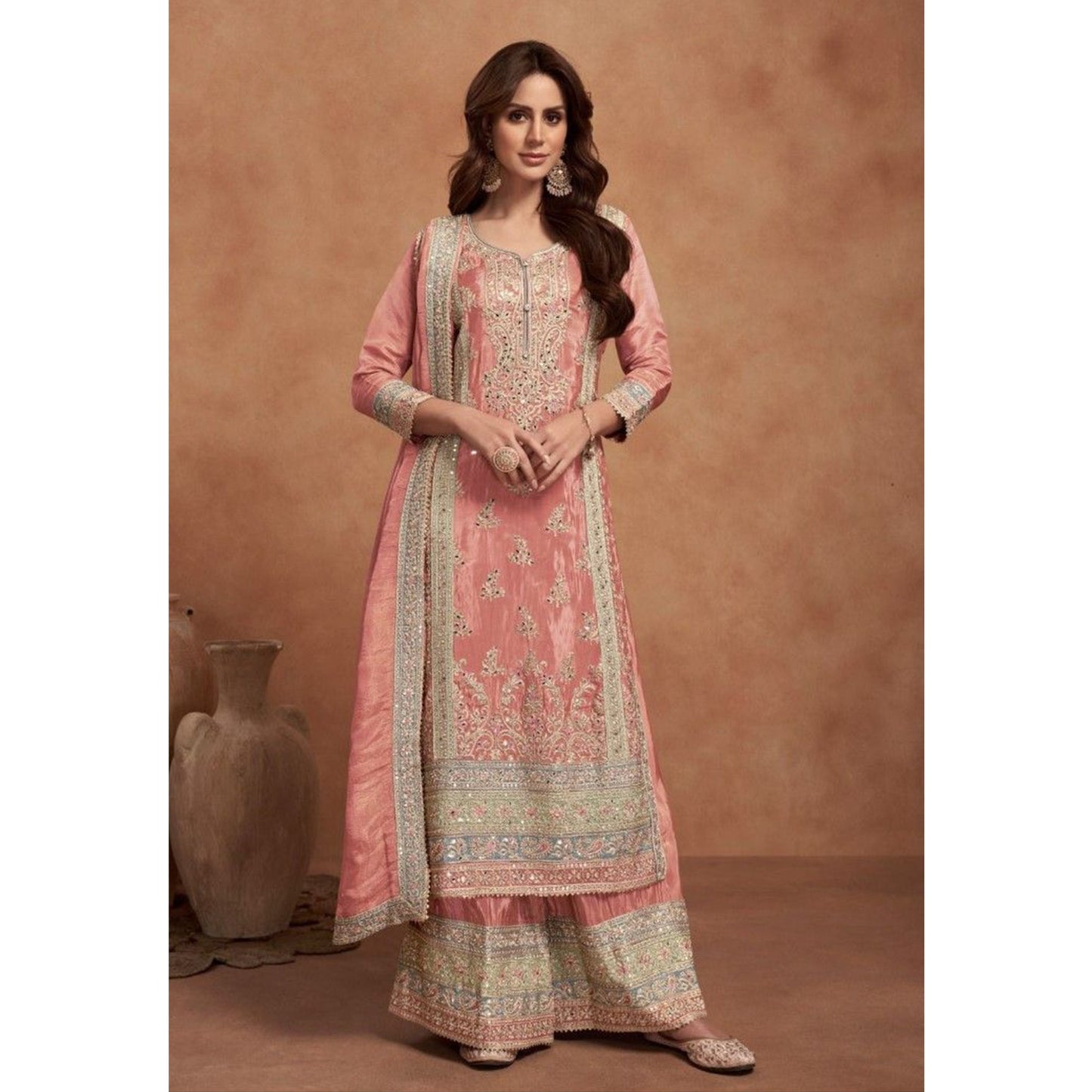 Indian Traditional Georgette Fabric Festival Wear Women's Stylish Salwar Kameez Palazzo Suits