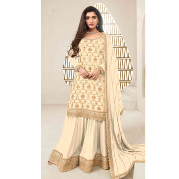 Indian Bollywood Designer Chinon Jacquard Fabric Salwar Kameez Plazzo Suit