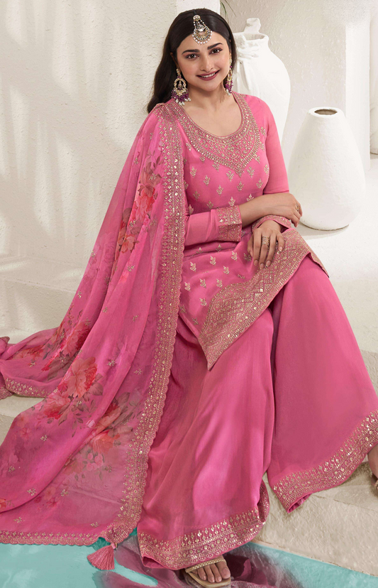 Roka Nikah Wear Salwar Kameez Palazzo Suit's With Embroidery Work