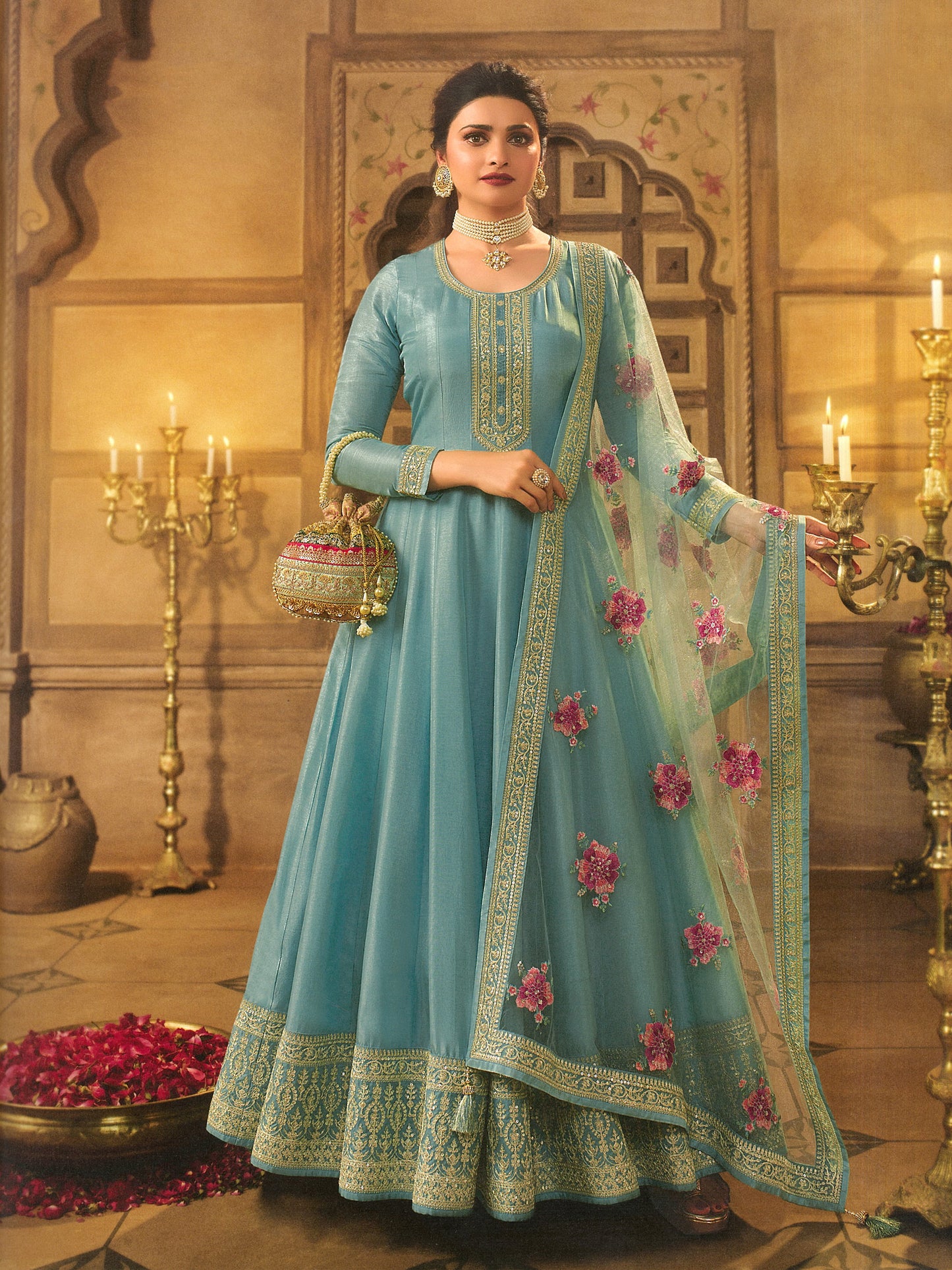 Indian Bollywood Work Anarkali Lengha Suits